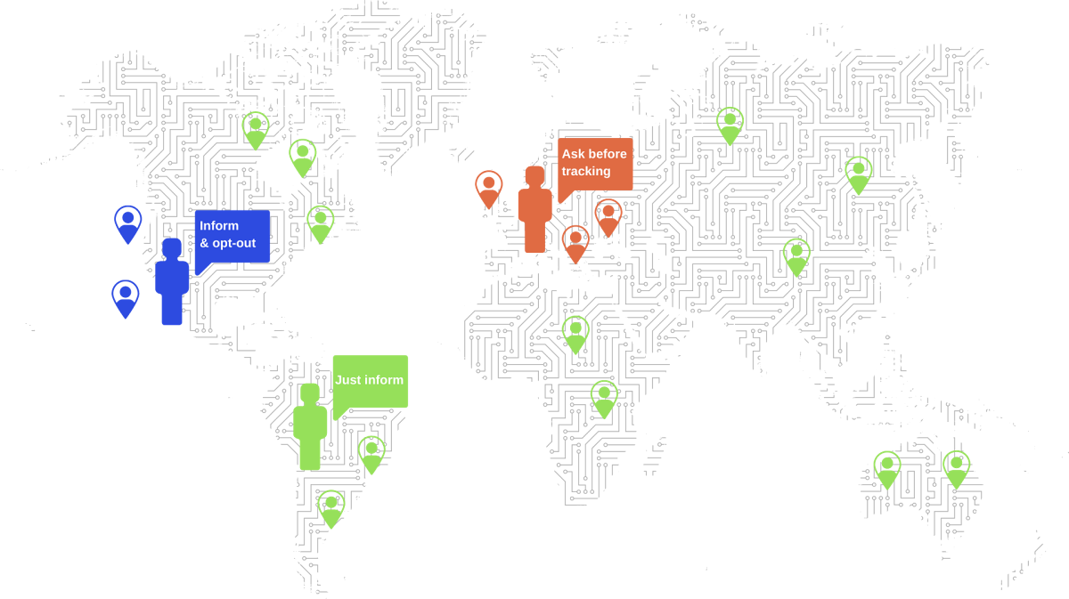 Consent rules: one rule per region, each with its own consent type